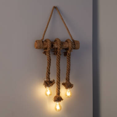 Imagem de Grinalda LED Suspensa Corda e Madeira Kamba 3 Focos