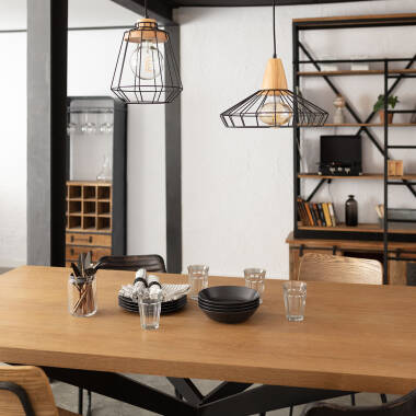 Imagen de Lámpara Colgante Metal y Madera Keler
