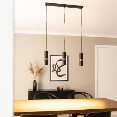 Produto de Candeeiro Suspenso Metal Lumen 3 Focos 