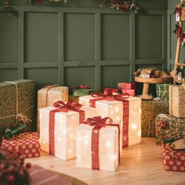 Imagen de Set de 3 Cajas Regalo de Navidad LED con Batería Noelle