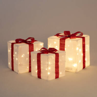 Imagen de Set de 3 Cajas Regalo de Navidad LED con Batería Noelle