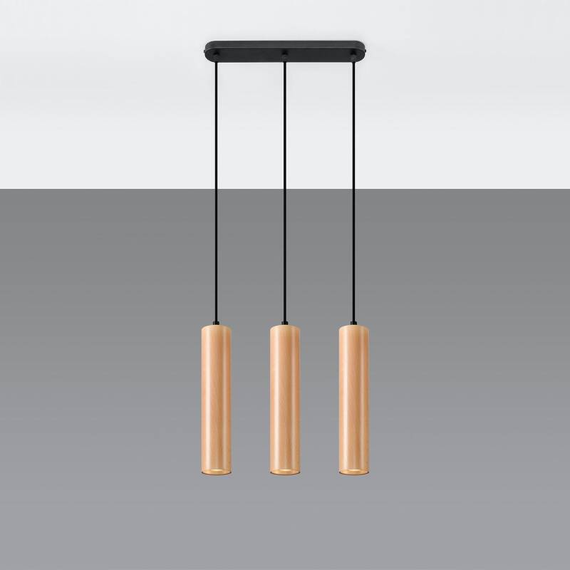 Produto de Candeeiro Suspenso Lino 3 Madeira SOLLUX