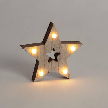 Imagem de Figura de Natal Madeira LED com Bateria Estrela