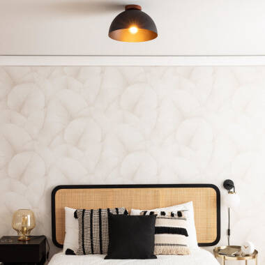 Imagem de Candeeiro de Teto Alumínio e Madeira Gádex 