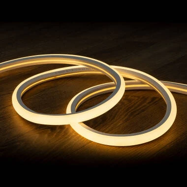 Fita LED Neon Regulável 220V Branco Quente Semicircular 180 7.5W/m Corte 100cm IP67 à Medida