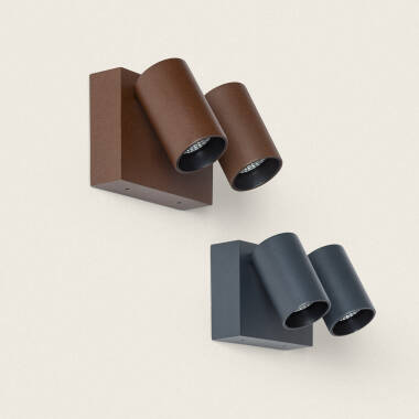 Imagen de Aplique de Pared Exterior LED 18W Aluminio Blanco Seleccionable Dos Focos Kuriya