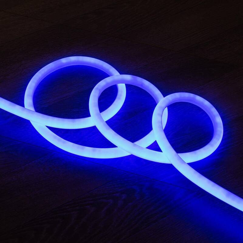 Imagem de Fita Neon LED Regulável 220V AC 120 LED/m Circular 360 Azul IP67 à Medida Corte a cada 100 cm
