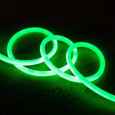 Fita LED Neon Regulável 220V Verde Circular 360 9W/m Corte 100cm IP67 à Medida