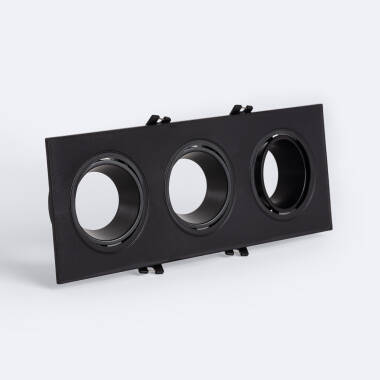 Aro Downlight Cuadrado Basculante para tres Bombillas LED GU10 / GU5.3 Corte 75x235 mm