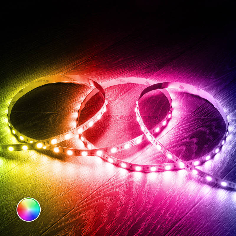 Imagem de Fita LED 12V DC 60LED/m 5m RGB IP20 Largura 10mm Corte a cada 5cm