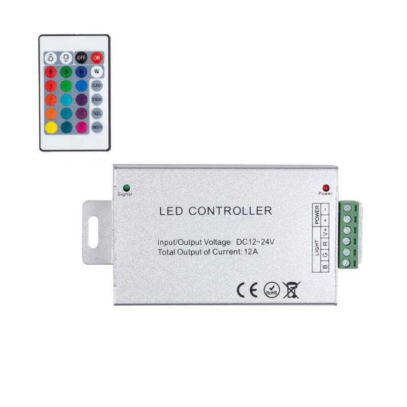 Imagen de Controlador Regulador Tira LED RGB 12/24V DC con Mando RF