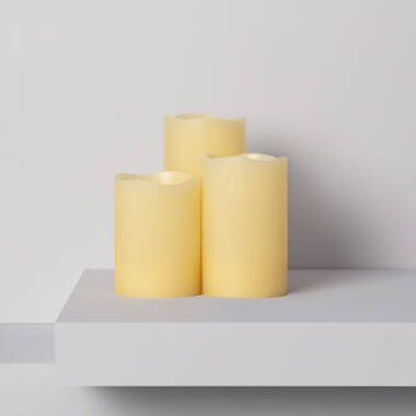 Imagen de Pack de 3 Velas LED Cera Natural