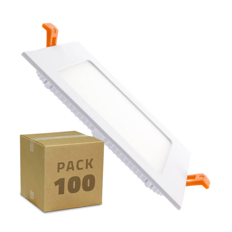 Produto de Caixa de 100 Placas LED 12W Quadrada SuperSlim Branco Frio Corte 155x155 mm