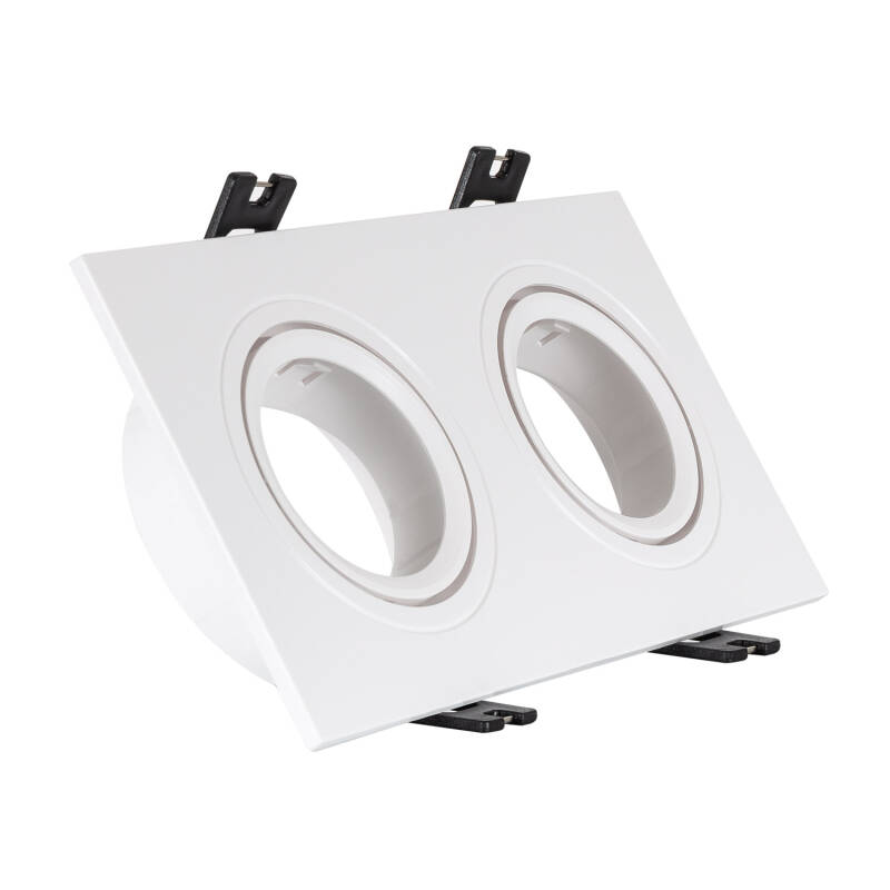 Imagem de Aro Downlight Quadrado Basculante para duas Lámpada LED GU10 / GU5.3 Corte 75x150 mm