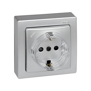 Base de Enchufe Simple Schuko Monoblock con Dispositivo de Seguridad SIMON 73 LOFT 73432