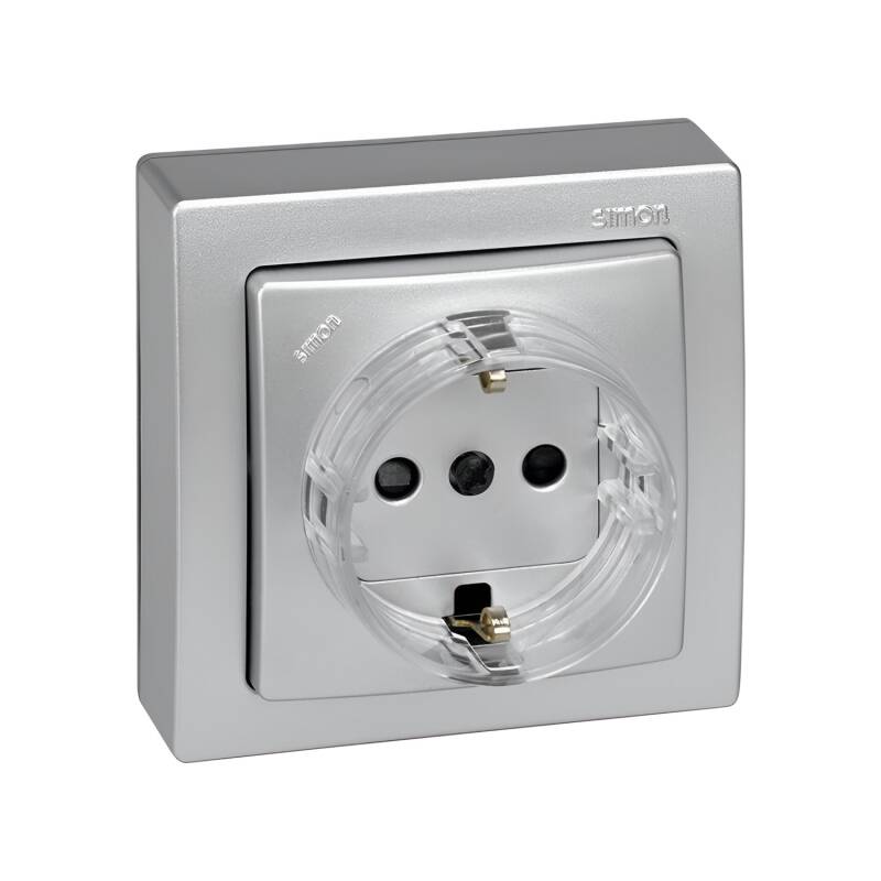 Producto de Base de Enchufe Simple Schuko Monoblock con Dispositivo de Seguridad SIMON 73 LOFT 73432