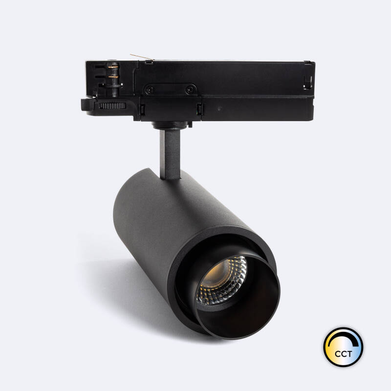 Imagen de Foco Carril LED Trifásico 30W Fasano Cilindro Regulable Negro