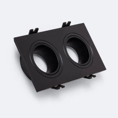 Aro Downlight Cuadrado Cónico Basculante para dos Bombillas LED GU10 / GU5.3 Corte 75x150 mm