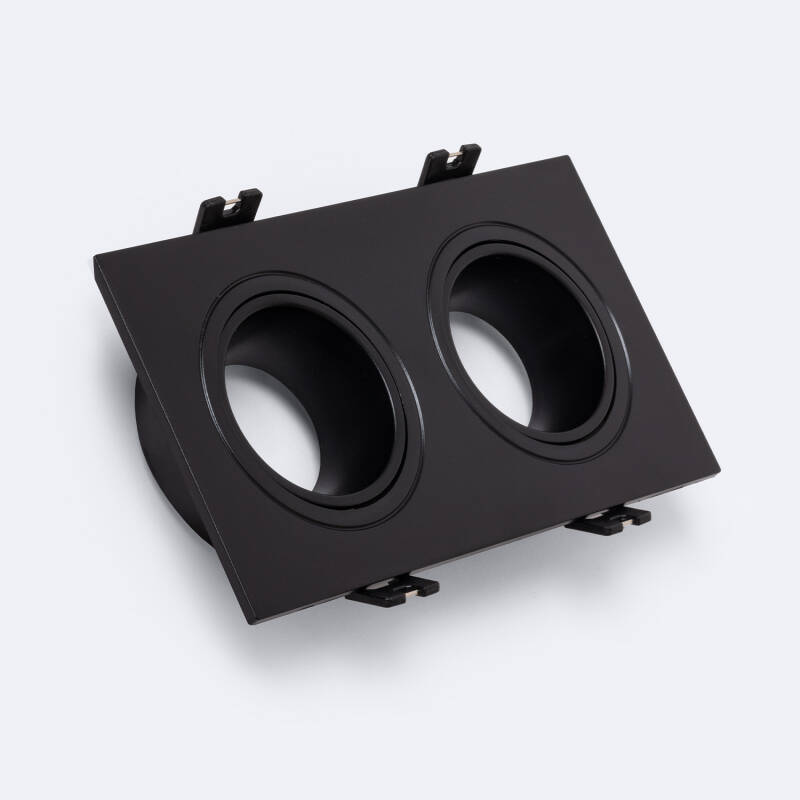 Imagen de Aro Downlight Cuadrado Cónico Basculante para dos Bombillas LED GU10 / GU5.3 Corte 75x150 mm