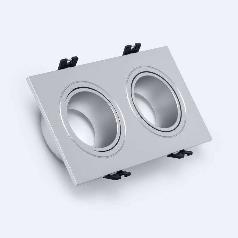 Imagem de Aro Downlight  Quadrado Basculante para duas lâmpadas LED GU10 / GU5.3