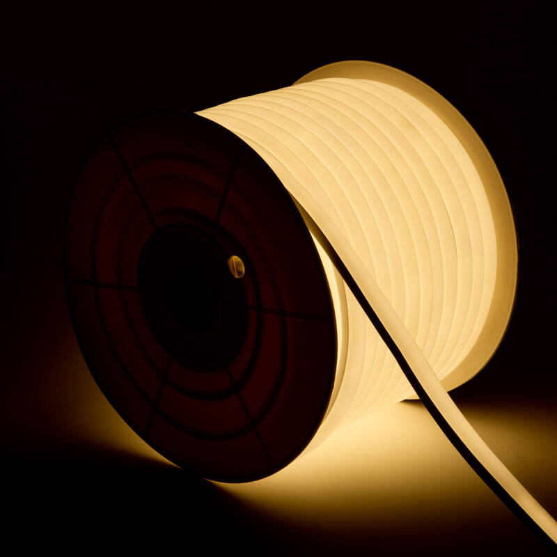 Imagen de Tira LED Neón Regulable 220V BOBINA 50m Blanco Cálido Semicircular 180 7.5W/m Corte 100cm IP67