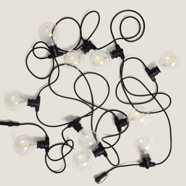 Imagen de Guirnalda Exterior con Bombillas LED B22 Filamento G95 10m IP44 Negro