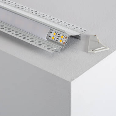 Perfil Aluminio Empotrable para Escayola / Pladur para Tira LED hasta 20mm con Tapa Continua