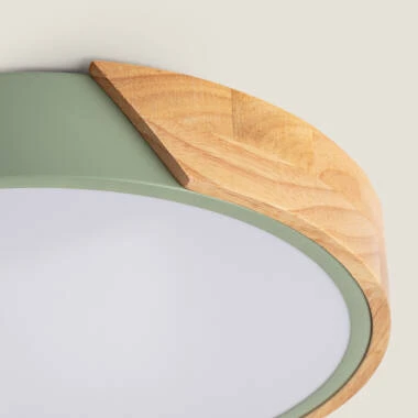 Imagem de Plafón LED 18W Circular em Madeira e Alumínio Ø320 mm, CCT Selecionável, Semi-Dari