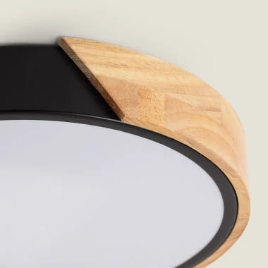 Imagem de Plafón LED 18W Circular em Madeira e Alumínio Ø320 mm, CCT Selecionável, Semi-Dari