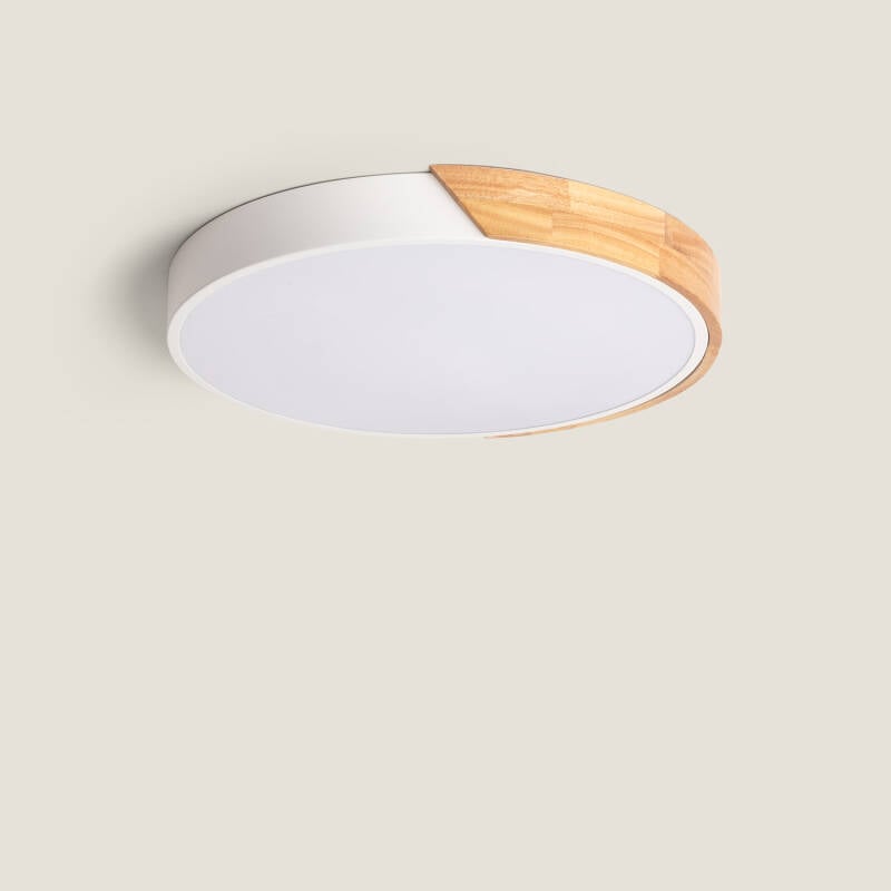 Imagem de Plafón LED 24W Circular Madeira e Alumínio Ø418 mm CCT Selecionável Semi-Dari