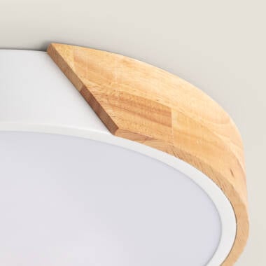 Imagem de Plafón LED 24W Circular Madeira e Alumínio Ø418 mm CCT Selecionável Semi-Dari
