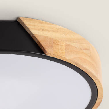 Imagem de Plafón LED 24W Circular Madeira e Alumínio Ø418 mm CCT Selecionável Semi-Dari