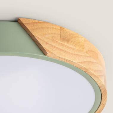 Imagem de Plafón LED 24W Circular Madeira e Alumínio Ø418 mm CCT Selecionável Semi-Dari