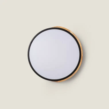 Imagem de Plafón LED 18W Circular em Madeira e Alumínio Ø320 mm, CCT Selecionável, Semi-Dari