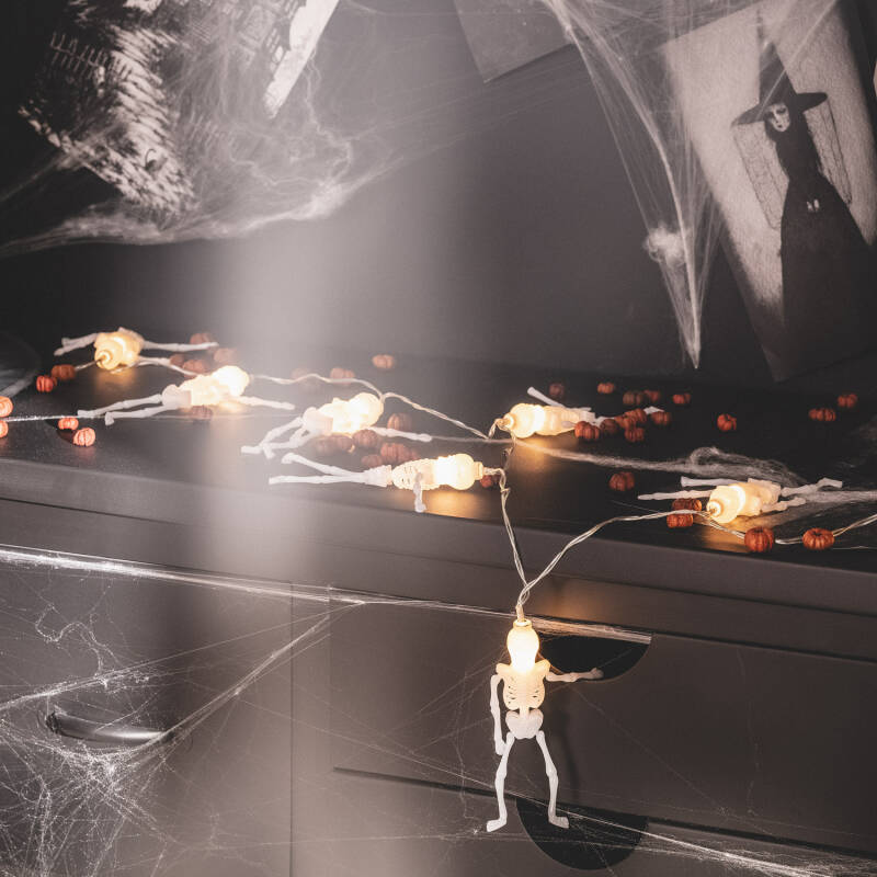 Imagem de Grinalda LED Esqueletos Halloween com Bateria 1.65m