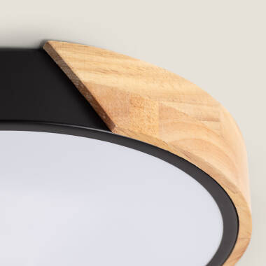 Imagem de Plafón LED 36W Circular Madeira e Alumínio Ø500 mm CCT Selecionável Semi-Dari
