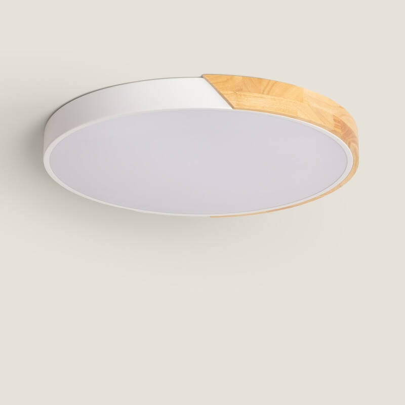 Imagem de Plafón LED 36W Circular Madeira e Alumínio Ø500 mm CCT Selecionável Semi-Dari