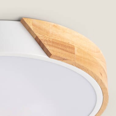 Imagem de Plafón LED 36W Circular Madeira e Alumínio Ø500 mm CCT Selecionável Semi-Dari