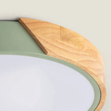 Imagem de Plafón LED 36W Circular Madeira e Alumínio Ø500 mm CCT Selecionável Semi-Dari