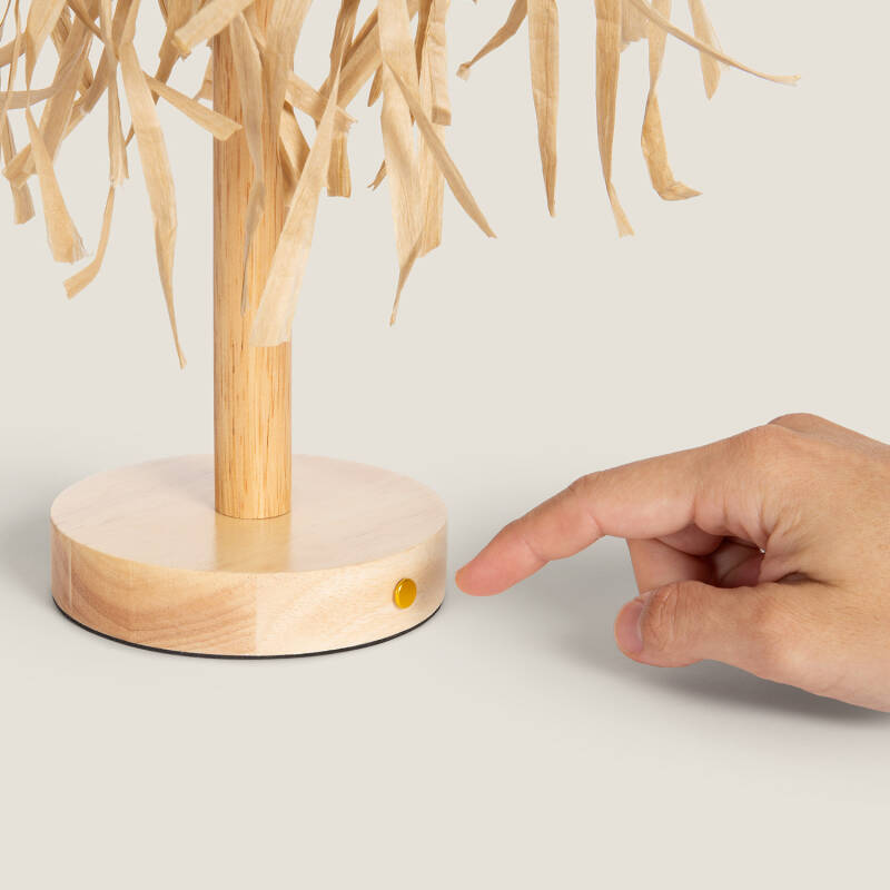 Producto de Lámpara de Mesa LED Pórtatil Madera con Batería USB Recargable Soure