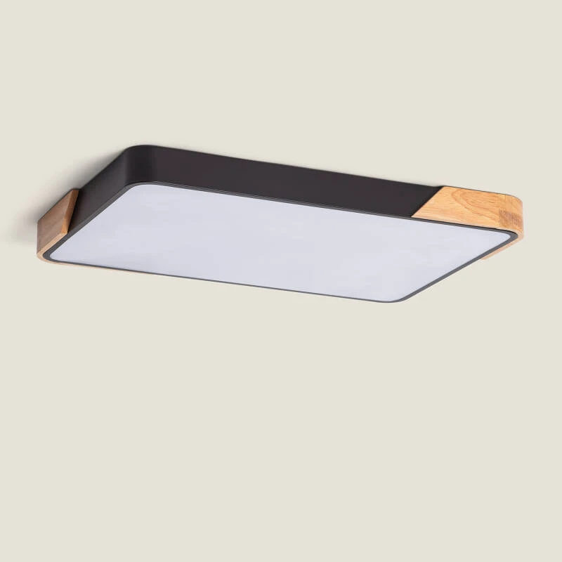 Imagem de Plafon LED 30W Retangular Madeira e Metal 625x425 mm CCT Seleccionável Semi-Dari