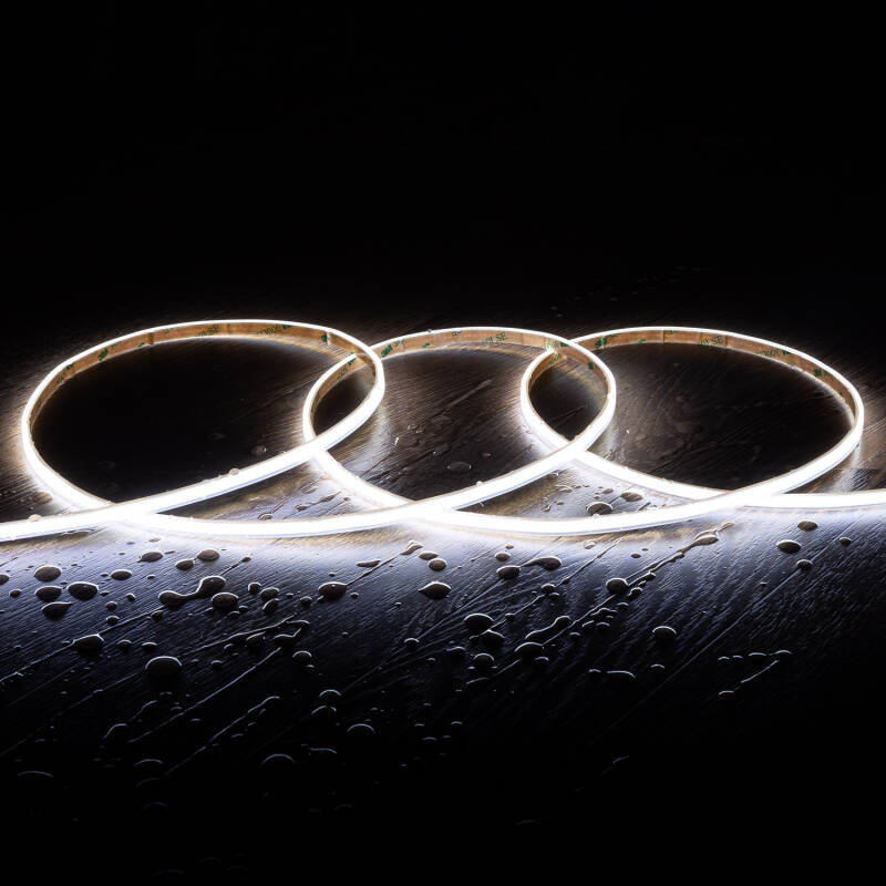Imagem de Fita LED 24V COB 385 LED/m 5m 10W/m 1000lm/m Largura 7mm Super Estreita Corte 4cm IP65 CRI90