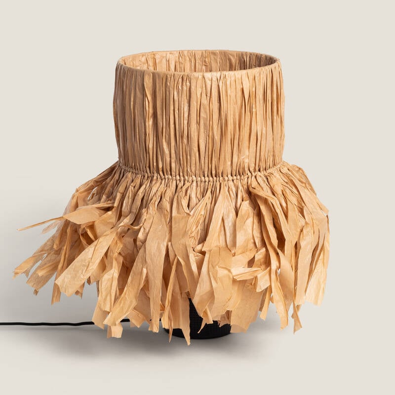 Imagen de Lámpara de Mesa Cerámica y Rafia Bajawa
