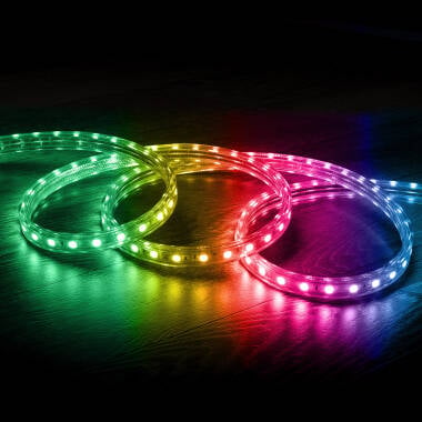 Fita LED RGB 220V SMD 60 LED/m 10W/m Largura 16mm Corte 100cm IP65