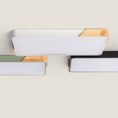 Plafón LED 30W Rectangular Madera y Metal 625x425 mm CCT Seleccionable Semi-Dari