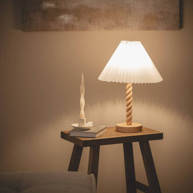 Imagen de Lámpara de Mesa Madera y Tela Moorea
