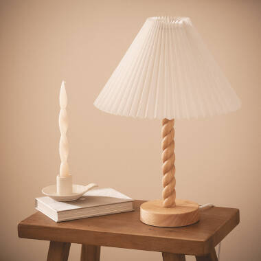 Imagen de Lámpara de Mesa Madera y Tela Moorea