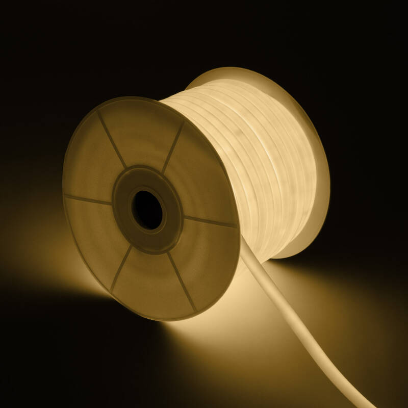 Imagem de Rolo Neon LED Regulável 220V AC 120 LED/m 50 m Circular 360 Branco Quente IP67 a Medida Corte a cada 100 cm
