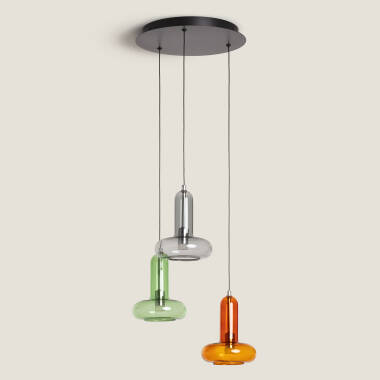 Imagen de Lámpara Colgante LED 15W Aluminio y Cristal Fontans 3 Focos