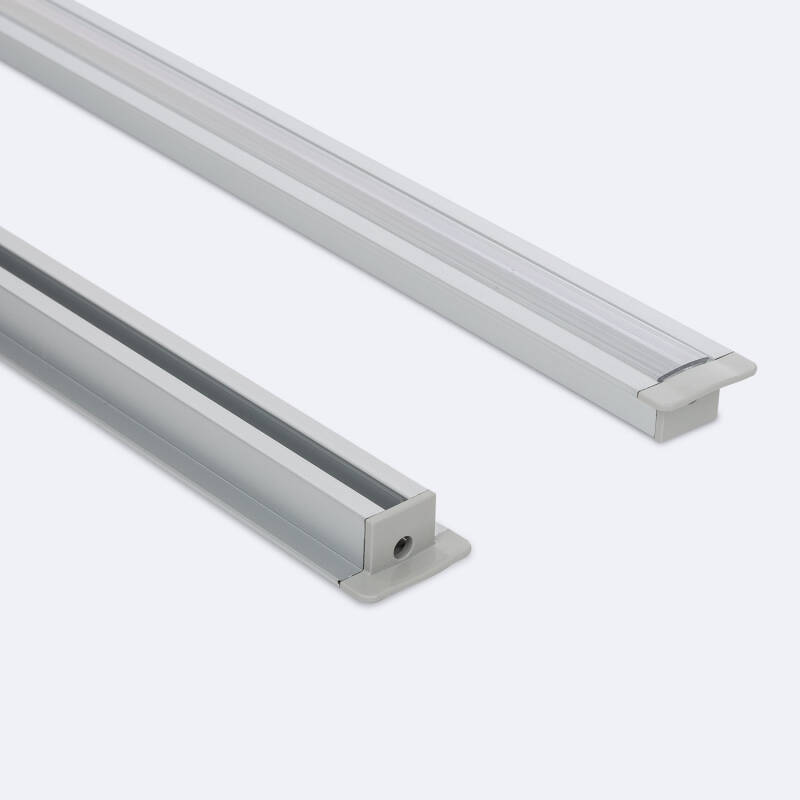 Imagem de Perfil Alumínio Encastrável com Clips e Tampa Contínua para Fitas LED de até 12 mm com Tampa Contínua